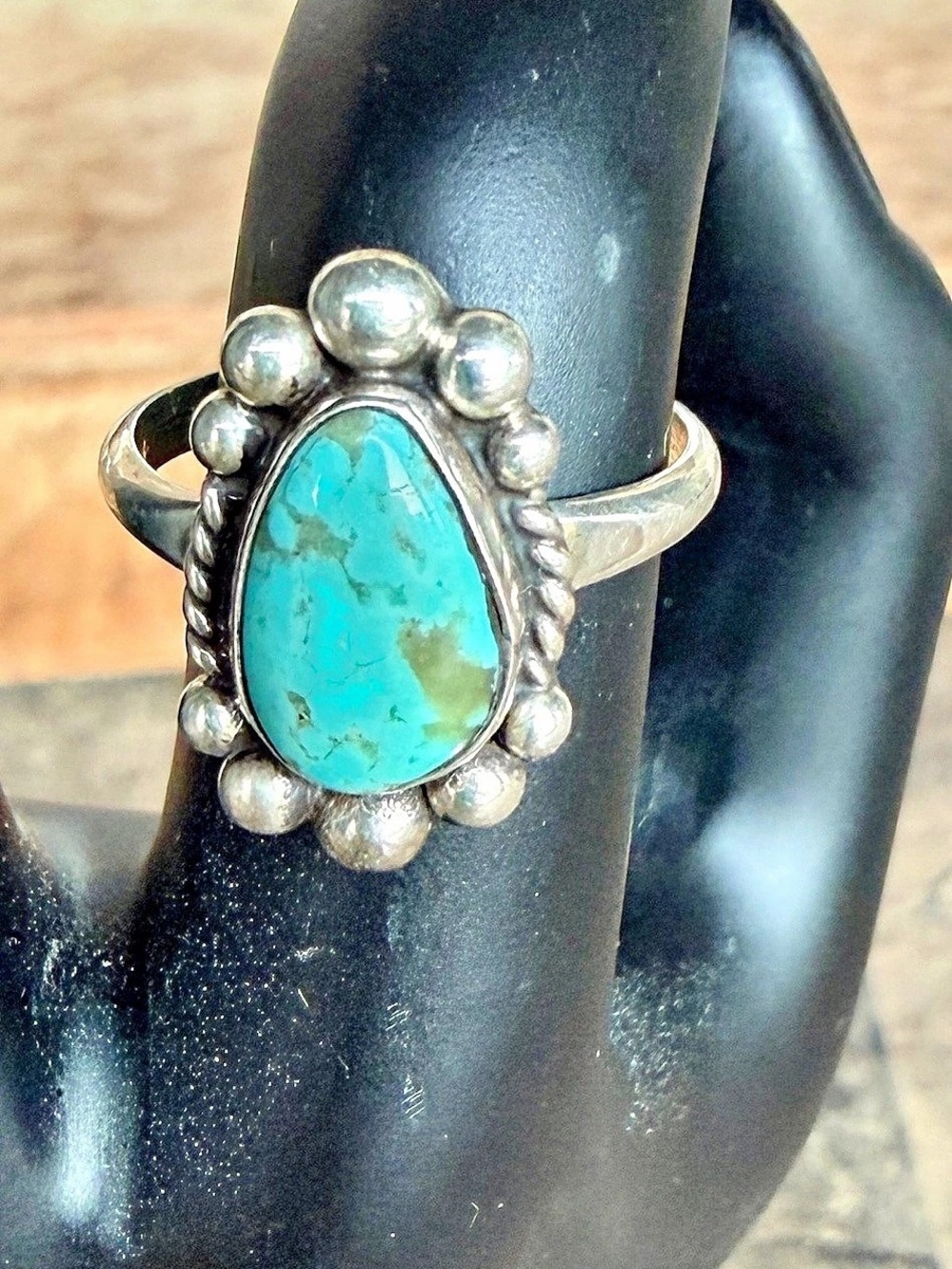 O.M. Lee Turquoise Sterling Silver Ring Turquoise Ring Size 6.5